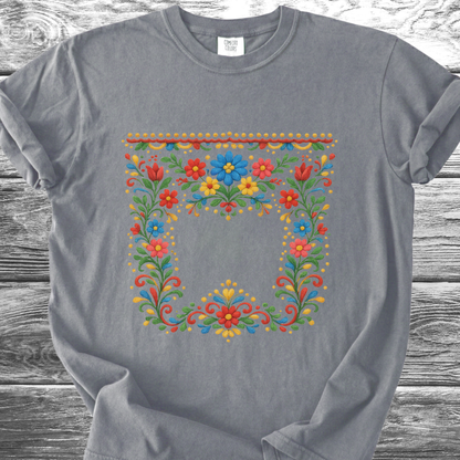 Floral PRINTED "Embroidery Style" TShirt