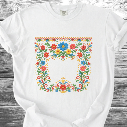 Floral PRINTED "Embroidery Style" TShirt