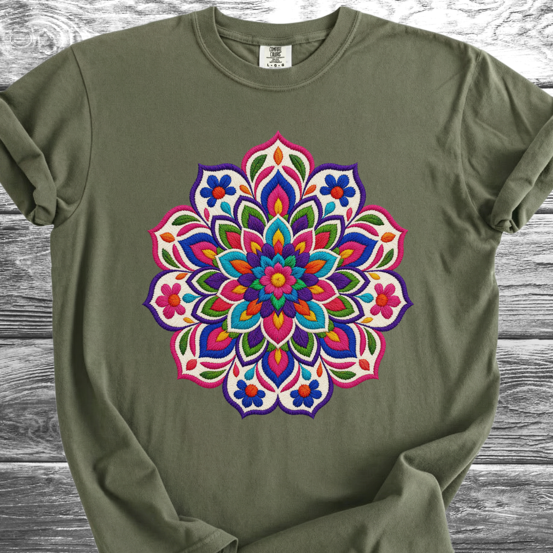 Mandala Bordado PRINTED "Embroidery Style" TShirt