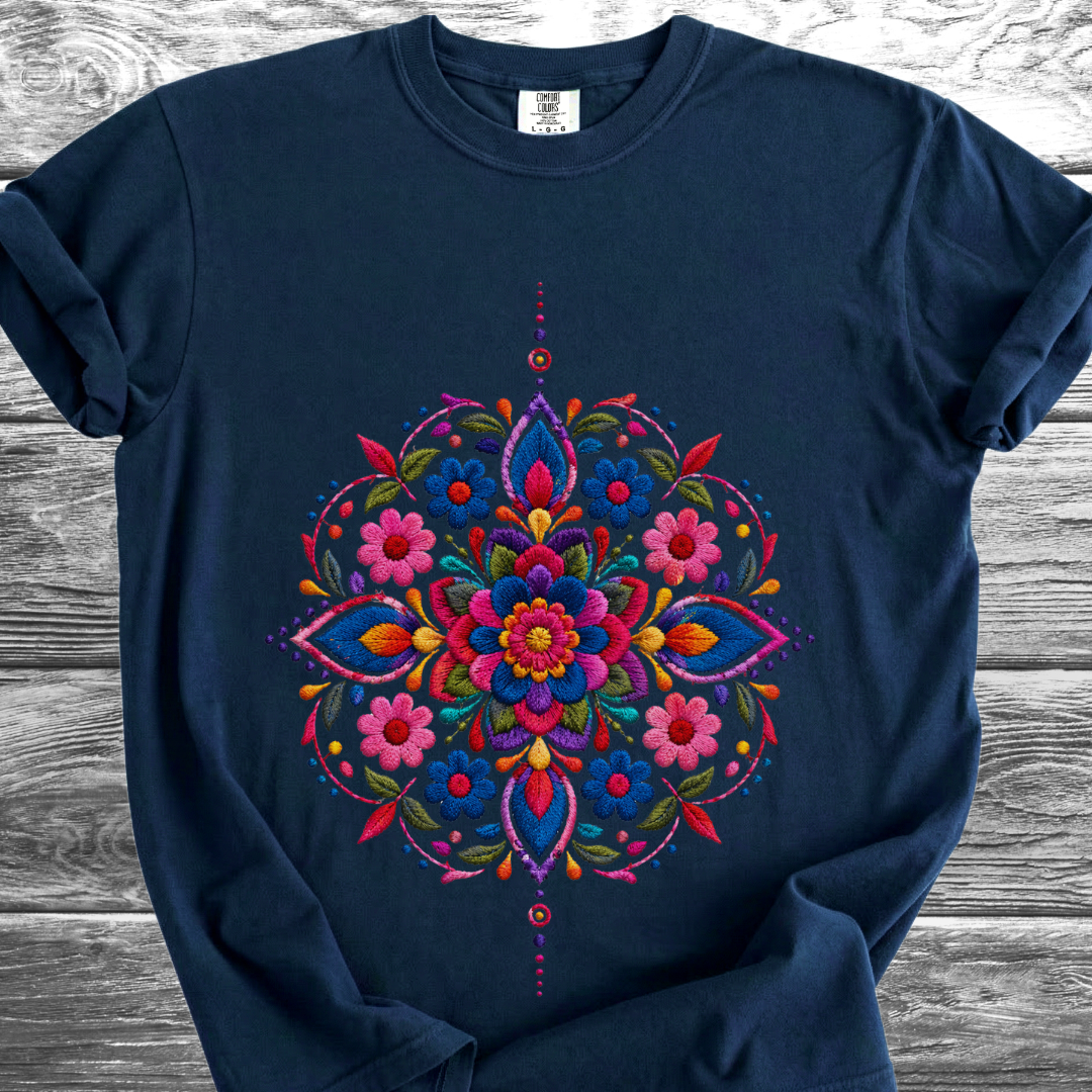 Mandala Mexicano PRINTED "Embroidery Style" TShirt
