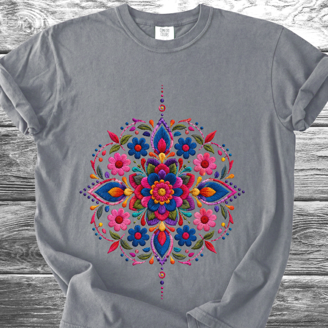 Mandala Mexicano PRINTED "Embroidery Style" TShirt
