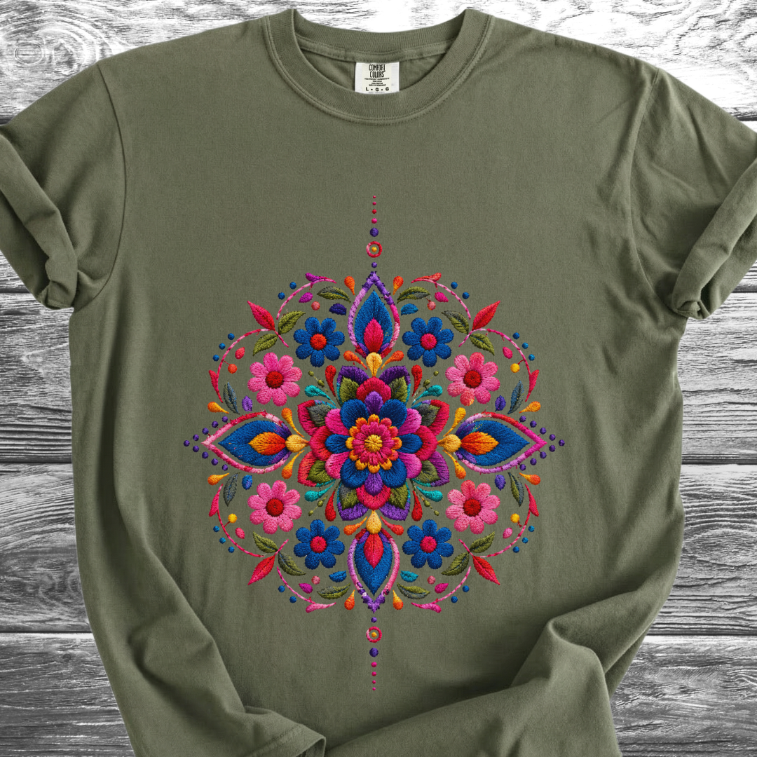 Mandala Mexicano PRINTED "Embroidery Style" TShirt