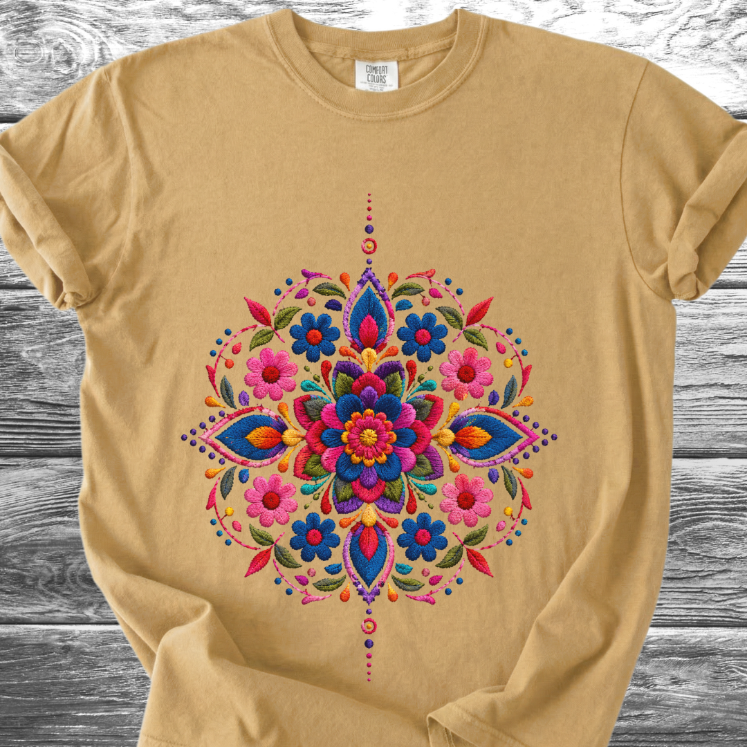Mandala Mexicano PRINTED "Embroidery Style" TShirt