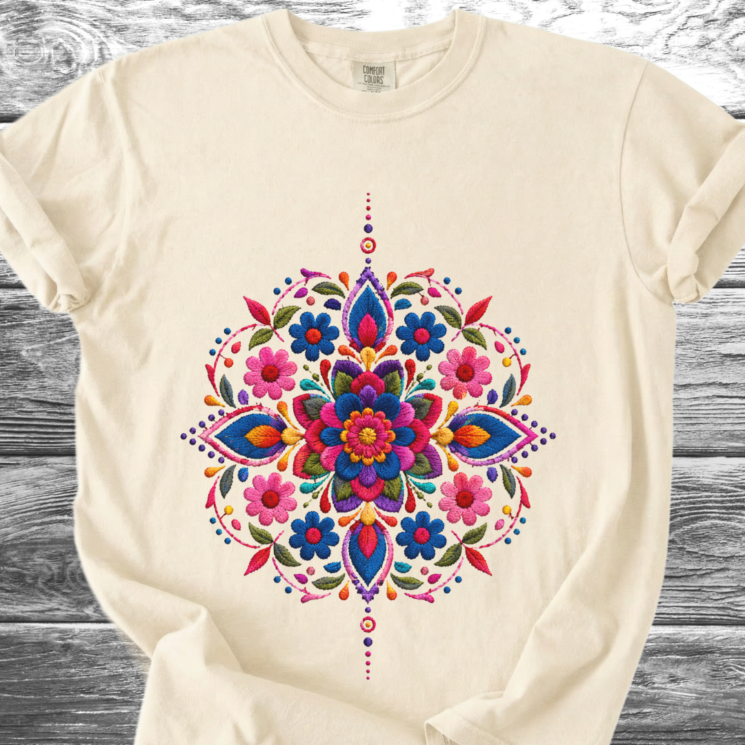 Mandala Mexicano PRINTED "Embroidery Style" TShirt