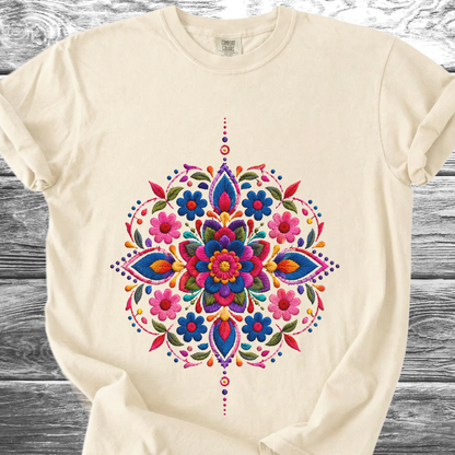 Mandala Mexicano PRINTED "Embroidery Style" TShirt