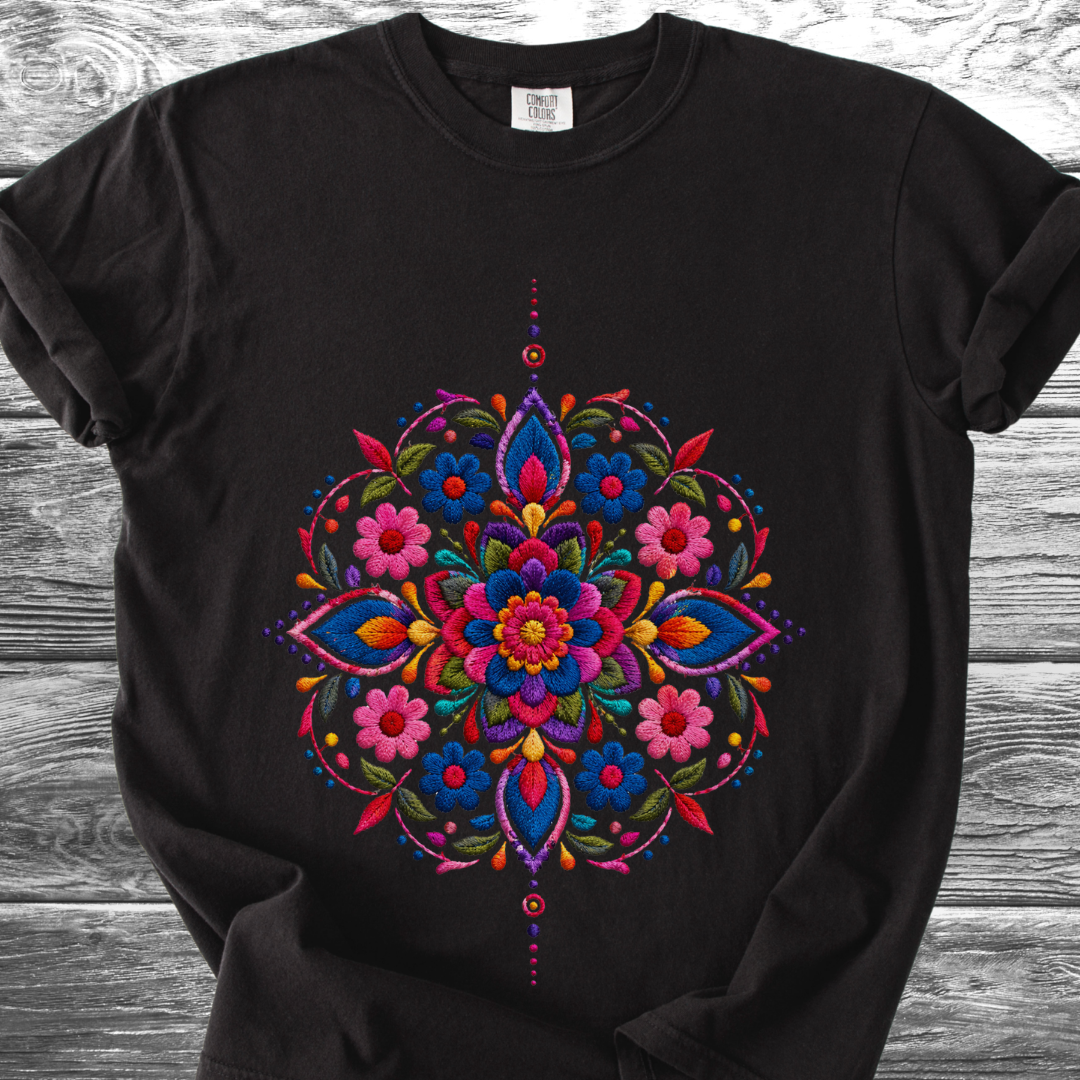 Mandala Mexicano PRINTED "Embroidery Style" TShirt