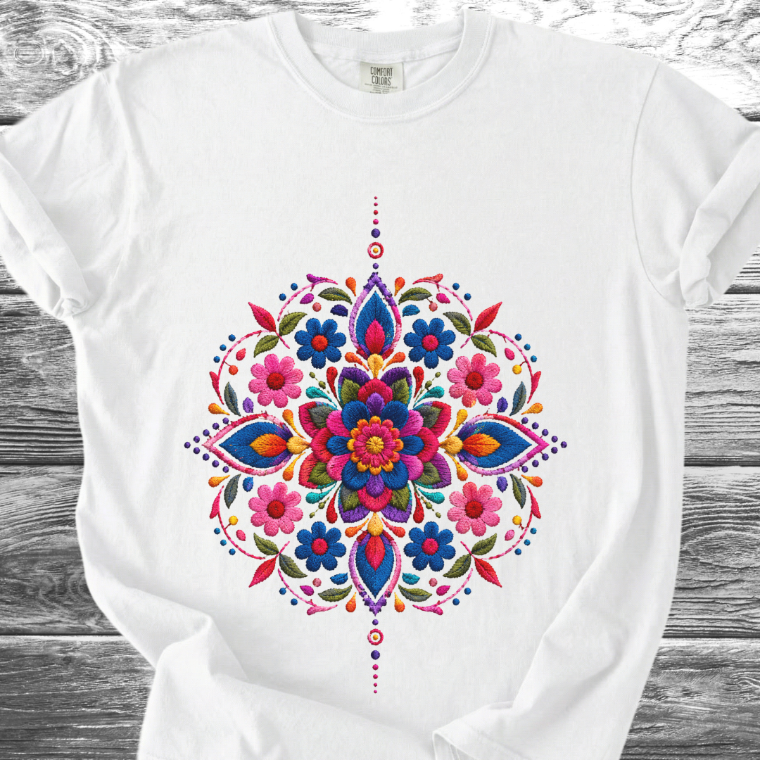 Mandala Mexicano PRINTED "Embroidery Style" TShirt