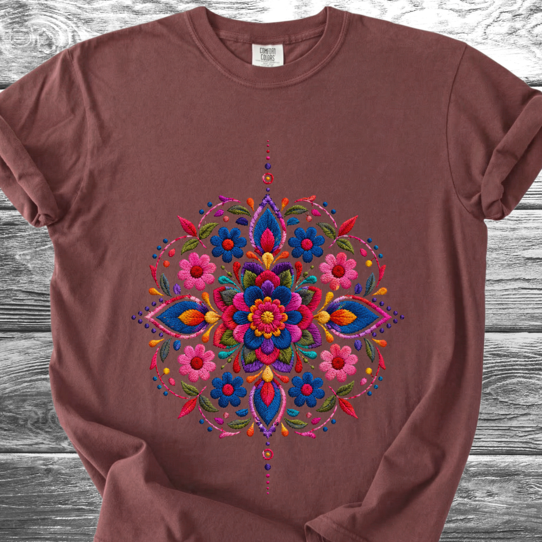 Mandala Mexicano PRINTED "Embroidery Style" TShirt