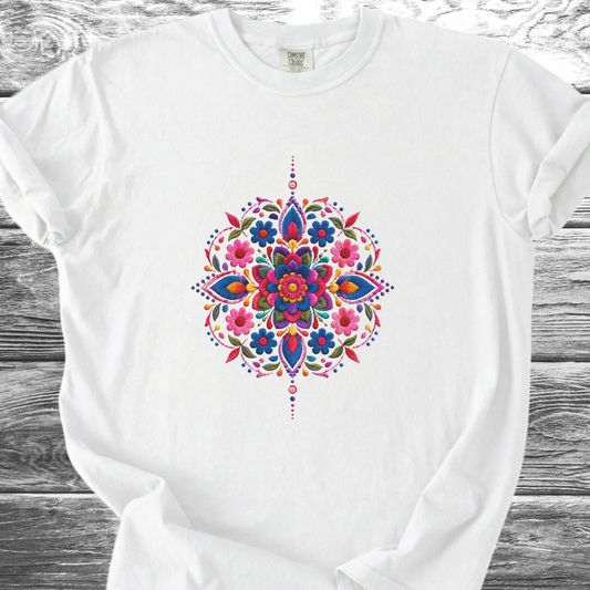 Mandala Mexico PRINTED "Embroidery Style" TShirt