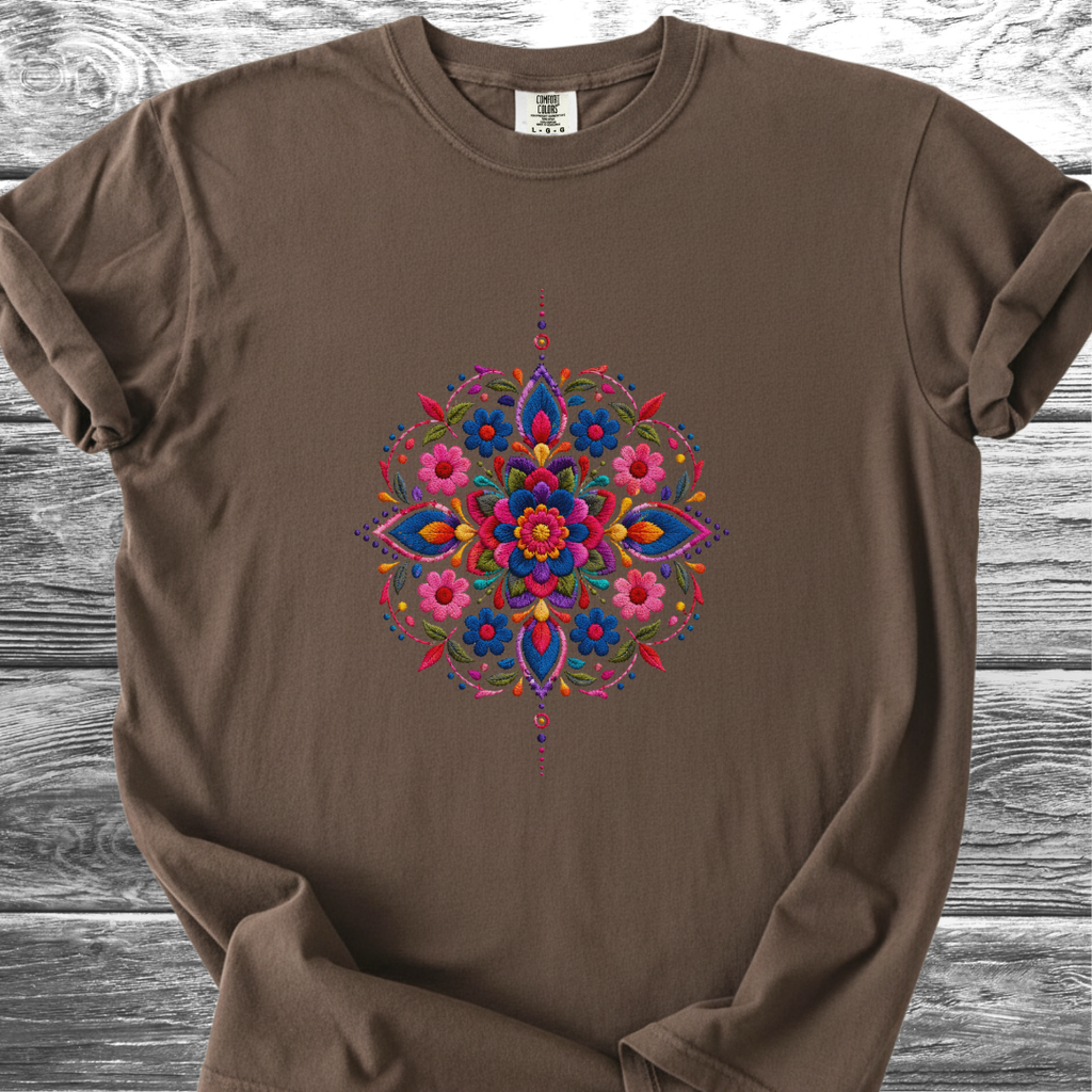 Mandala Mexico PRINTED "Embroidery Style" TShirt