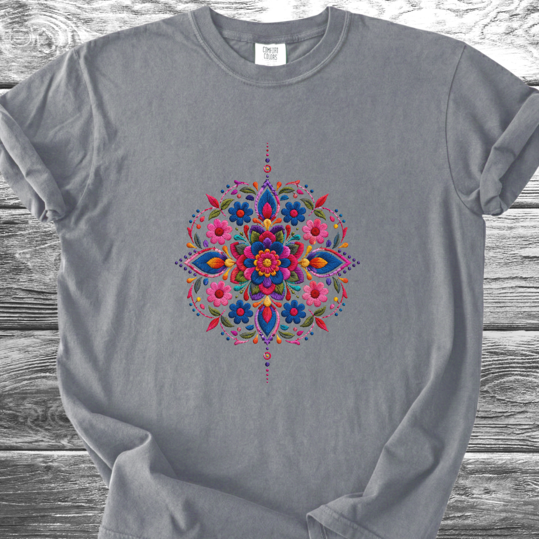 Mandala Mexico PRINTED "Embroidery Style" TShirt