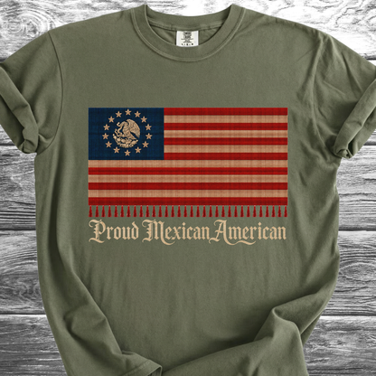 America-Mexico Flag Serape Blue, Proud 4th TShirt