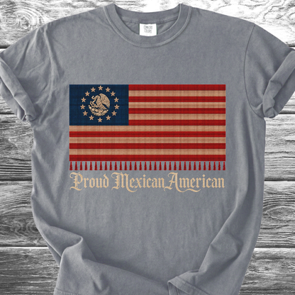 America-Mexico Flag Serape Blue, Proud 4th TShirt