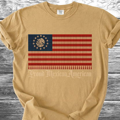 America-Mexico Flag Serape Blue, Proud 4th TShirt