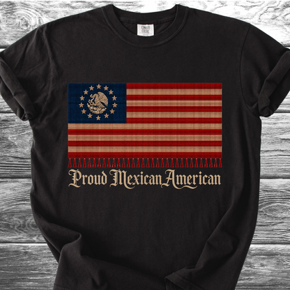 America-Mexico Flag Serape Blue, Proud 4th TShirt