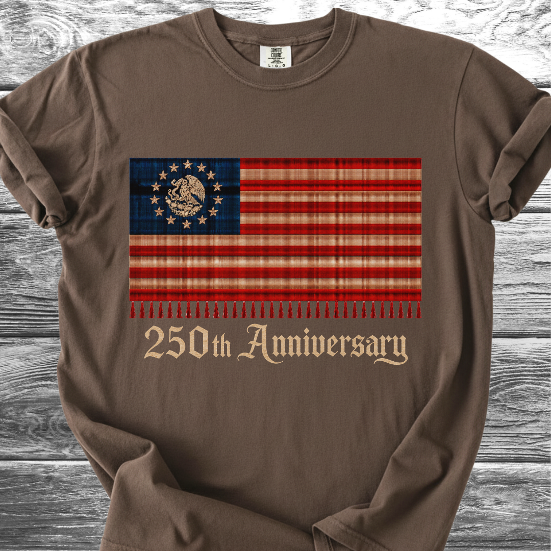 America-Mexico Flag Serape Blue, 250th 4th TShirt