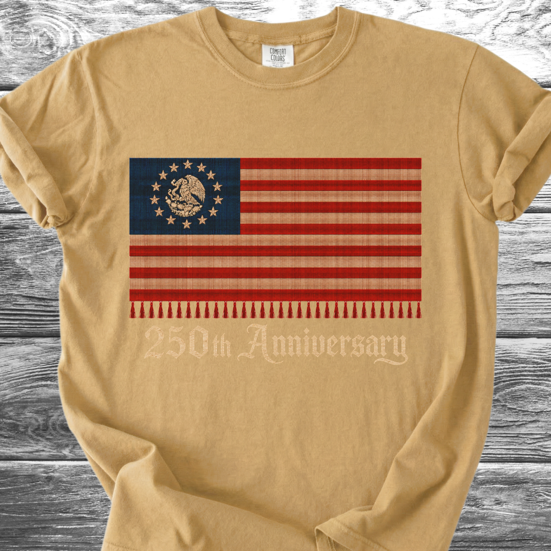America-Mexico Flag Serape Blue, 250th 4th TShirt
