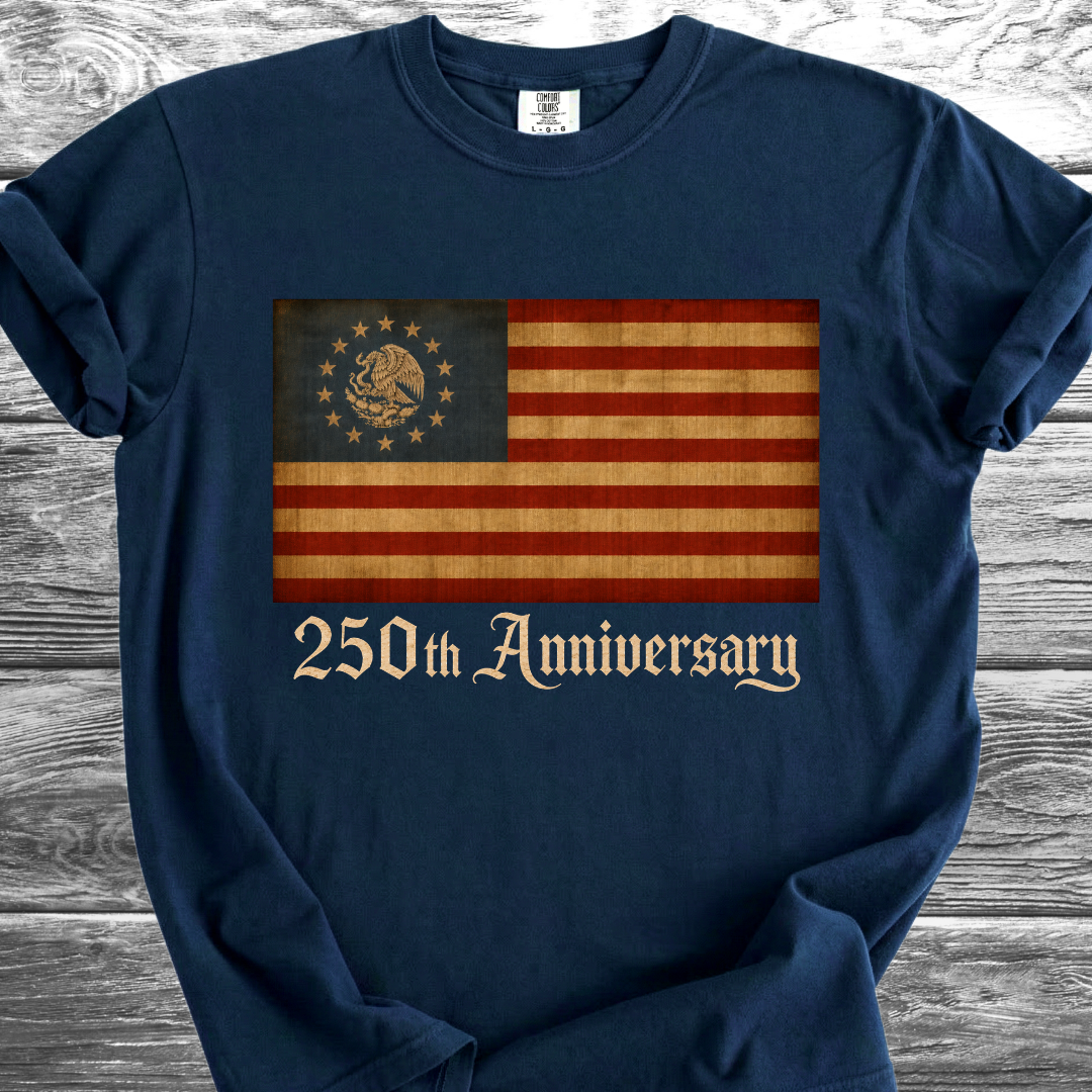 America-Mexico Flag Vintage Blue, 250th 4th TShirt