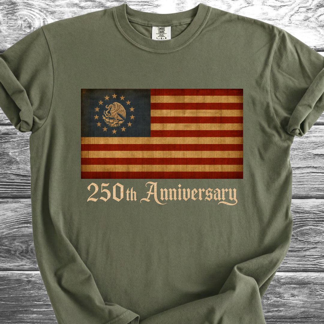 America-Mexico Flag Vintage Blue, 250th 4th TShirt