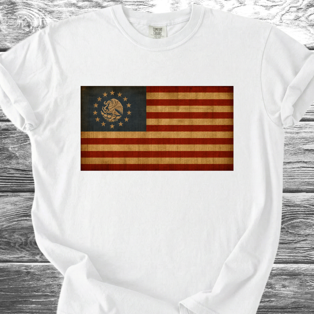 America-Mexico Flag Vintage Blue 4th TShirt