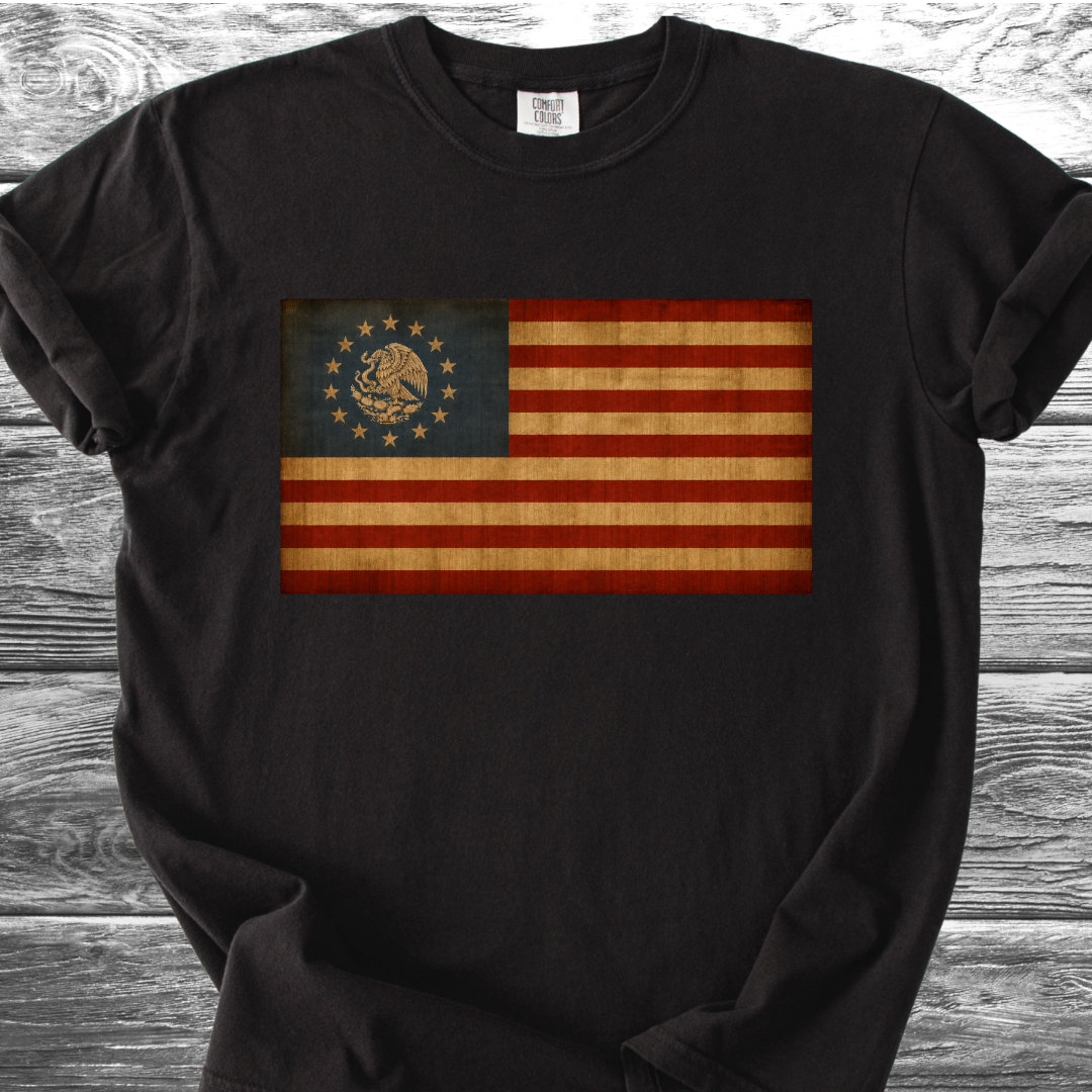 America-Mexico Flag Vintage Blue 4th TShirt