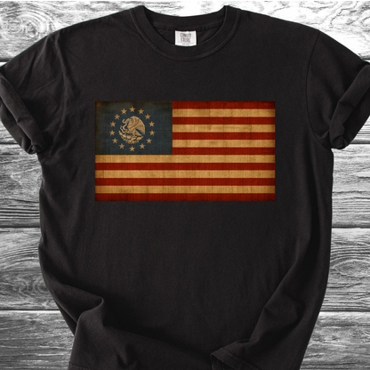America-Mexico Flag Vintage Blue 4th TShirt