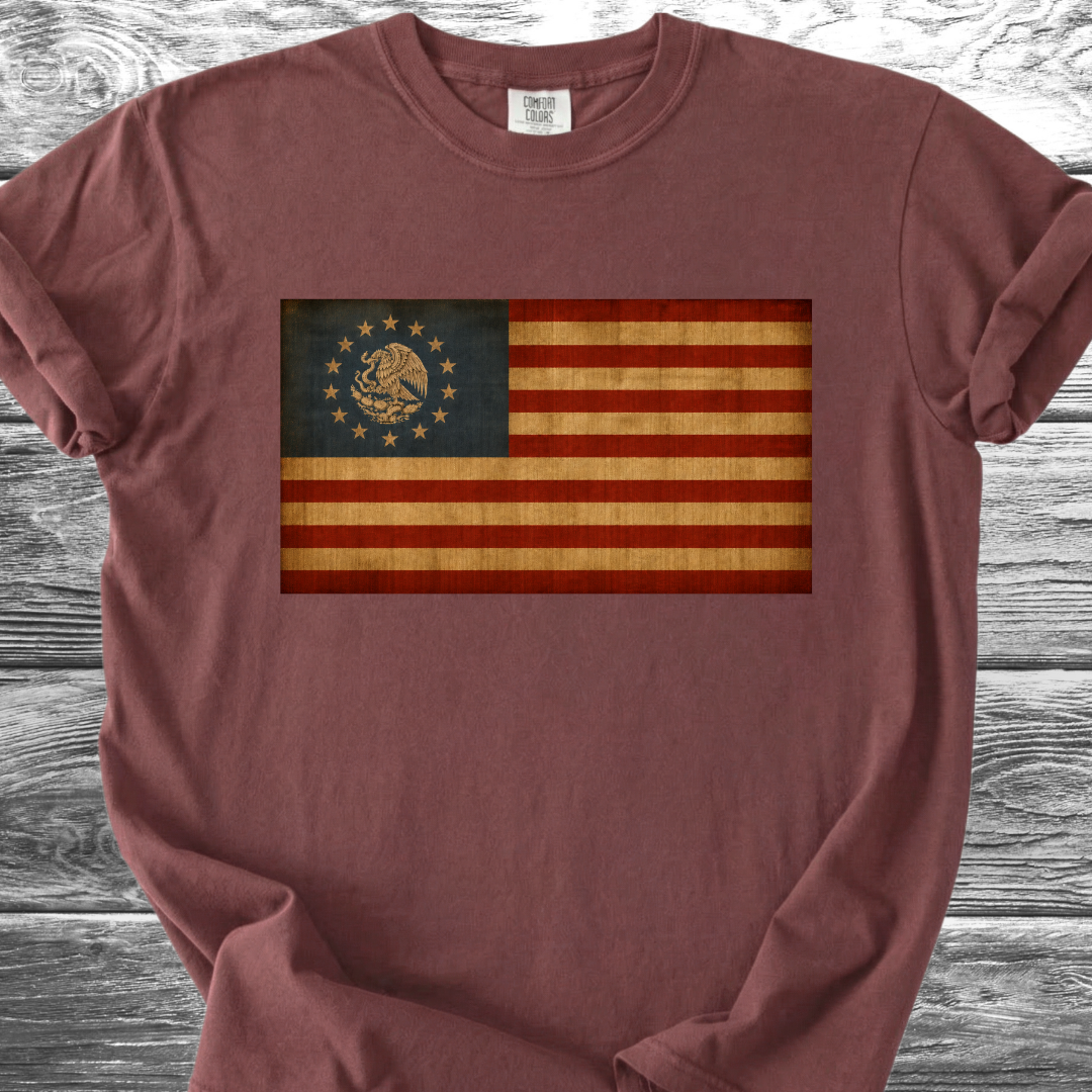 America-Mexico Flag Vintage Blue 4th TShirt
