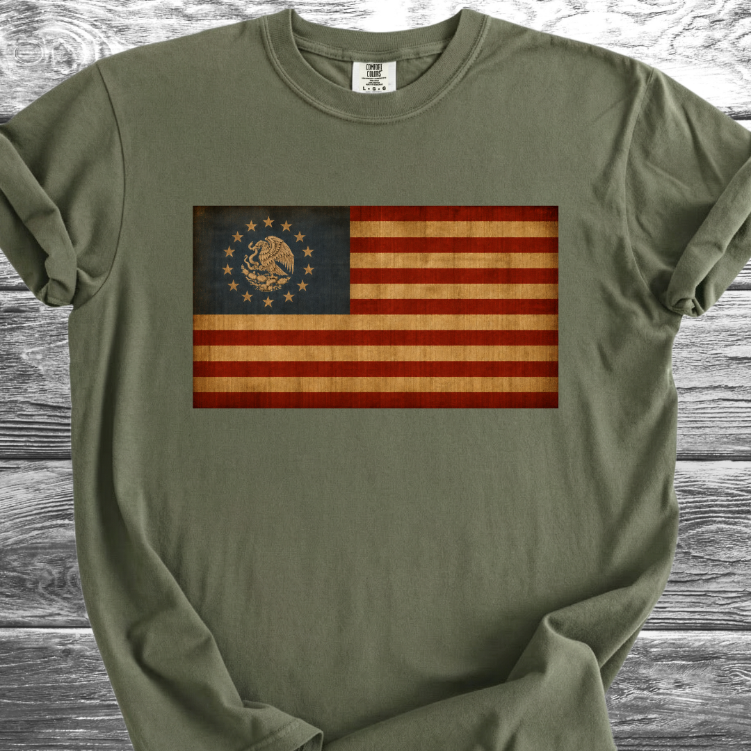 America-Mexico Flag Vintage Blue 4th TShirt