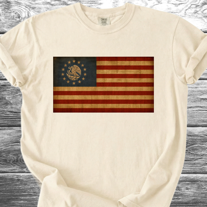 America-Mexico Flag Vintage Blue 4th TShirt