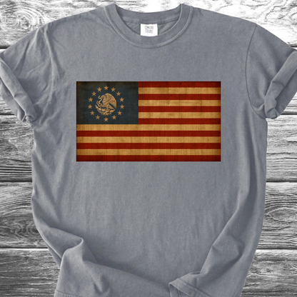 America-Mexico Flag Vintage Blue 4th TShirt