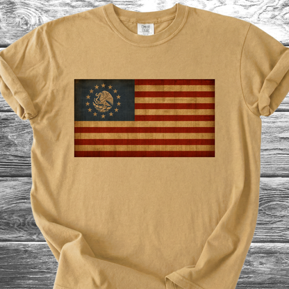 America-Mexico Flag Vintage Blue 4th TShirt