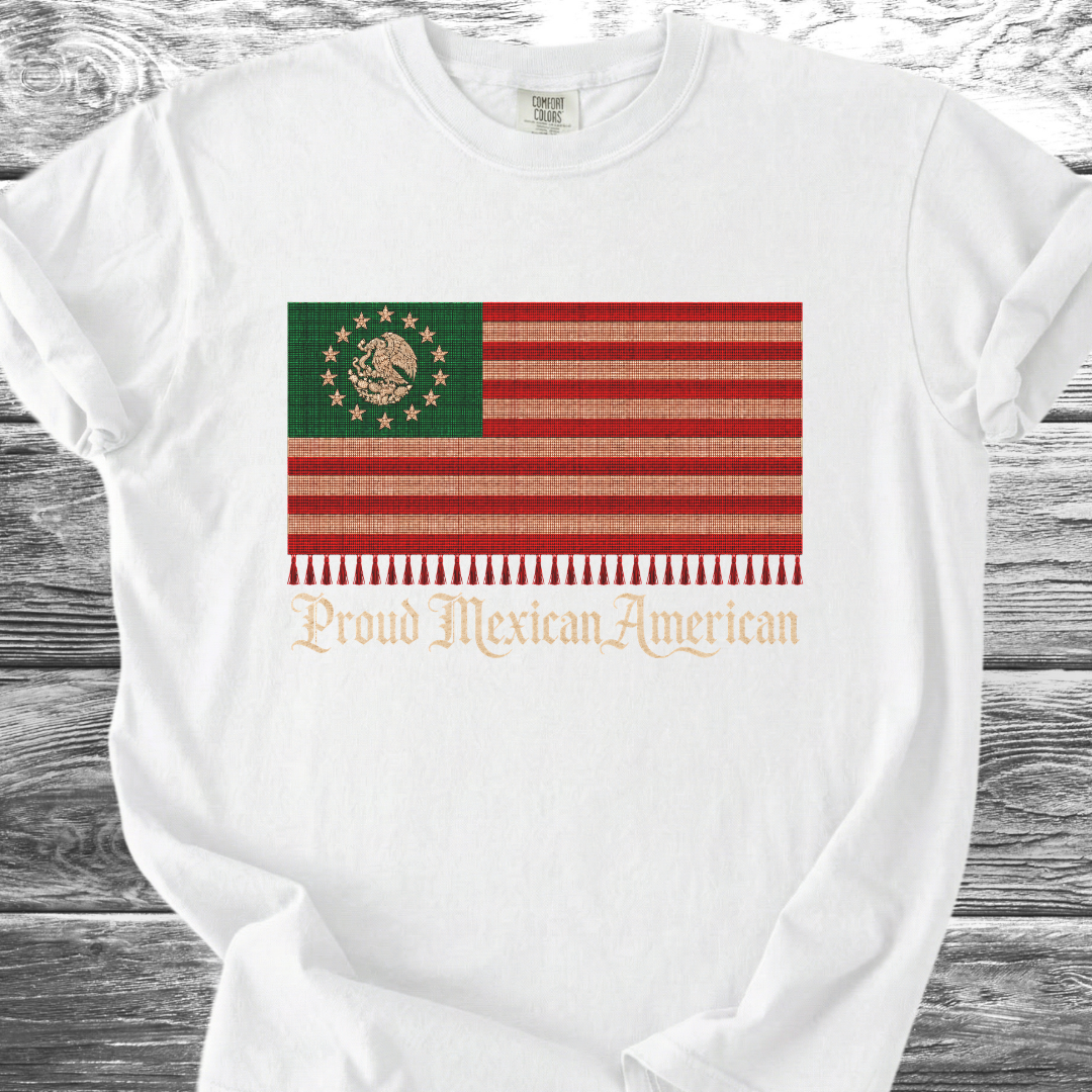 America-Mexico Flag Serape Green, Proud 4th TShirt