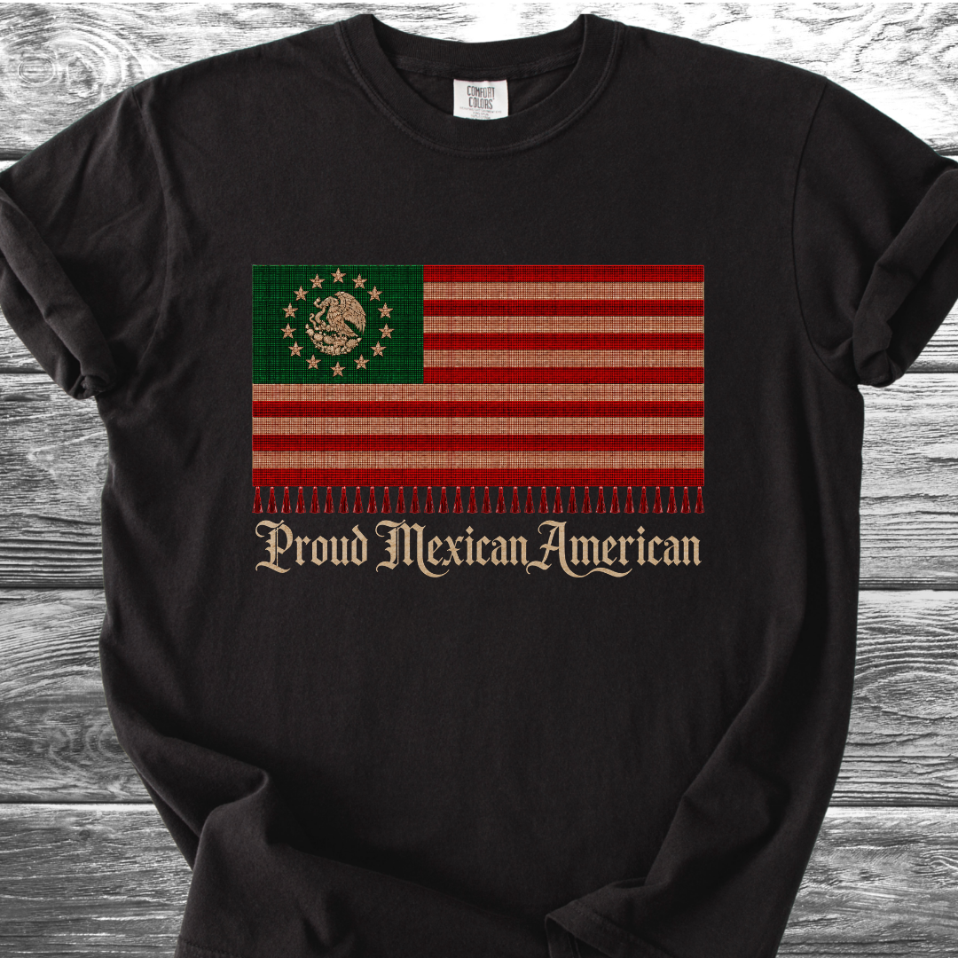 America-Mexico Flag Serape Green, Proud 4th TShirt