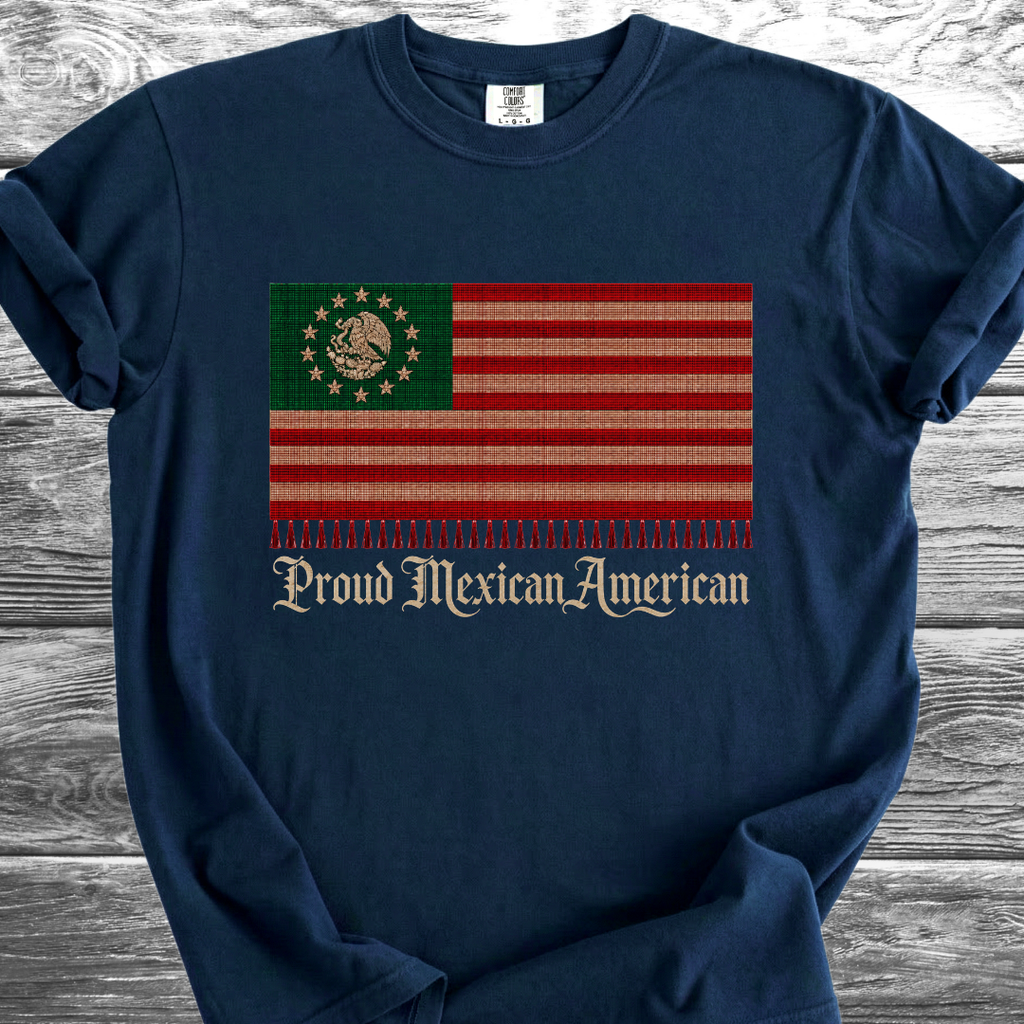 America-Mexico Flag Serape Green, Proud 4th TShirt