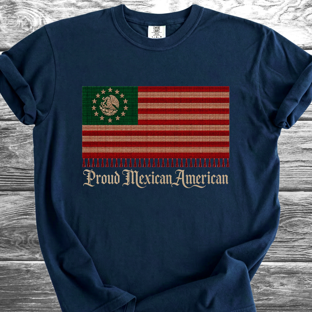 America-Mexico Flag Serape Green, Proud 4th TShirt