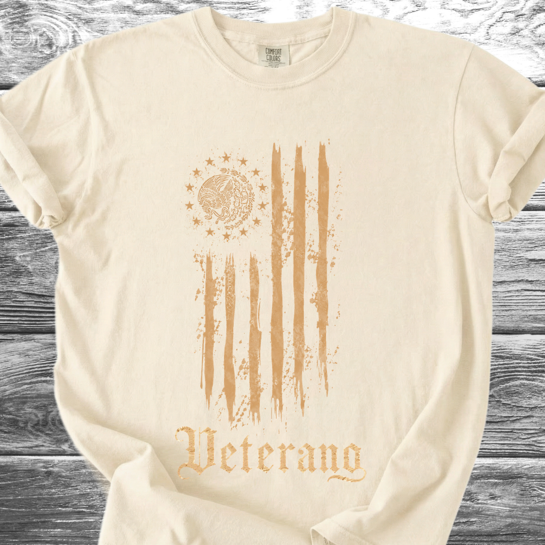Mexican American Flag Artistic, Veterano 4th TShirt