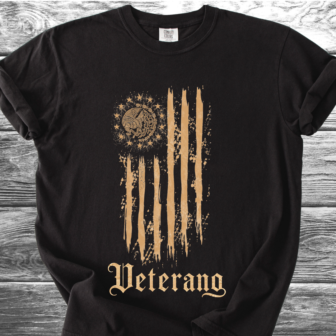 Mexican American Flag Artistic, Veterano 4th TShirt