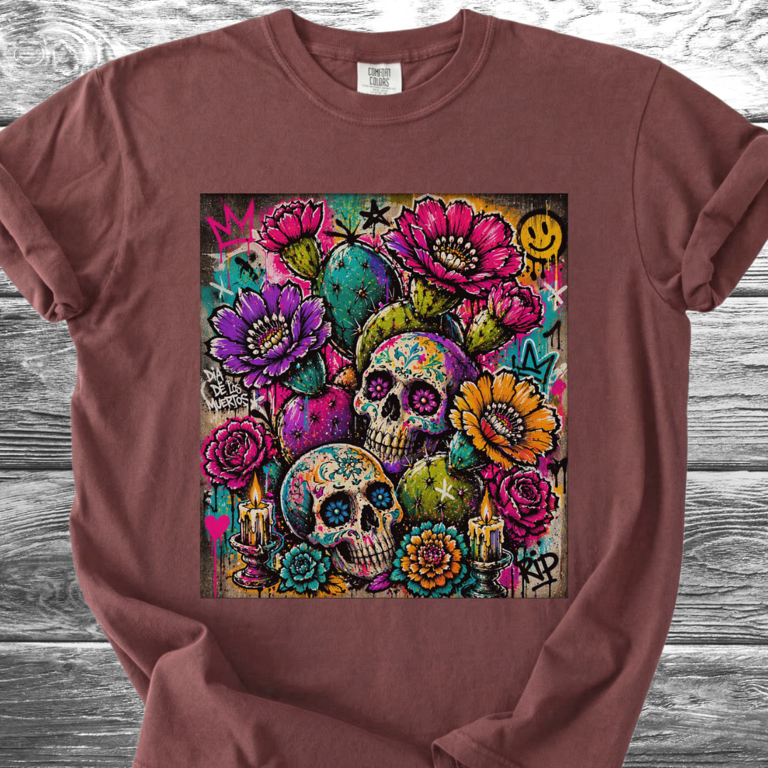 Cactus Skulls Graffiti TShirt