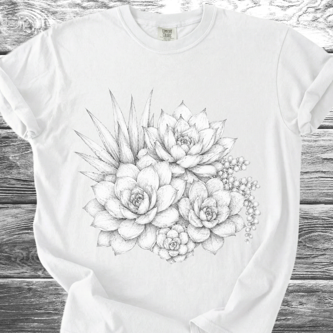 Succulents Fine Pencil TShirt