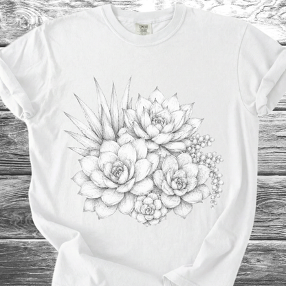 Succulents Fine Pencil TShirt