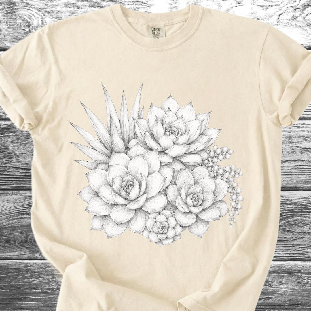 Succulents Fine Pencil TShirt