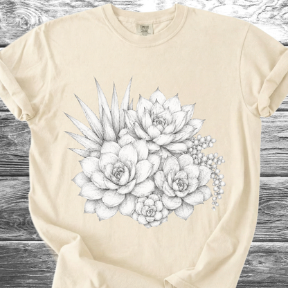 Succulents Fine Pencil TShirt