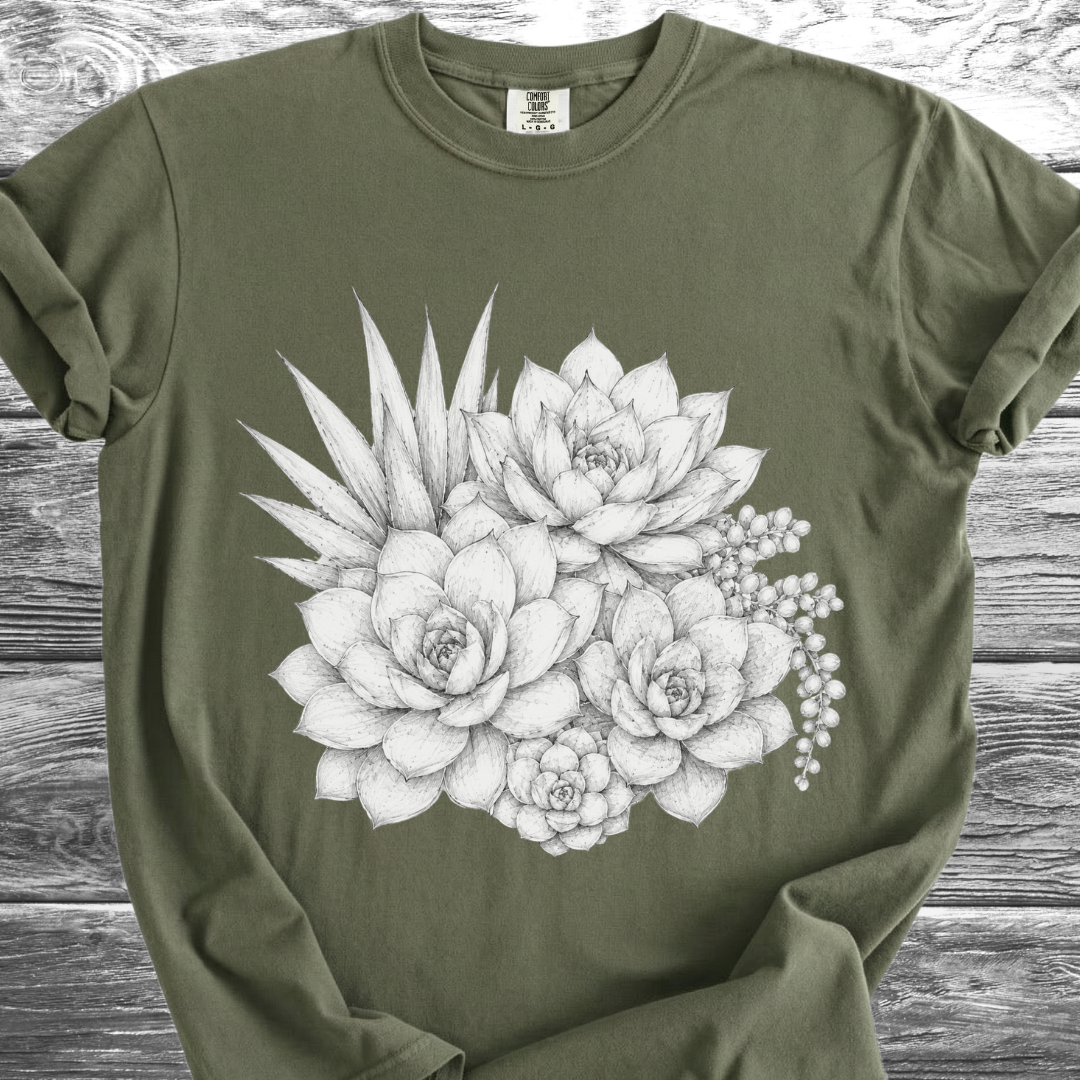 Succulents Fine Pencil TShirt