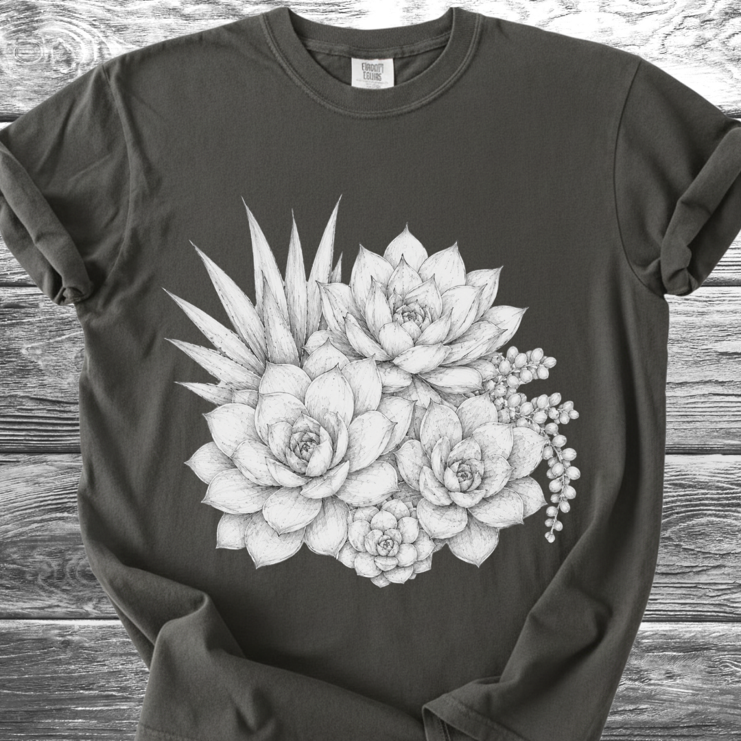 Succulents Fine Pencil TShirt