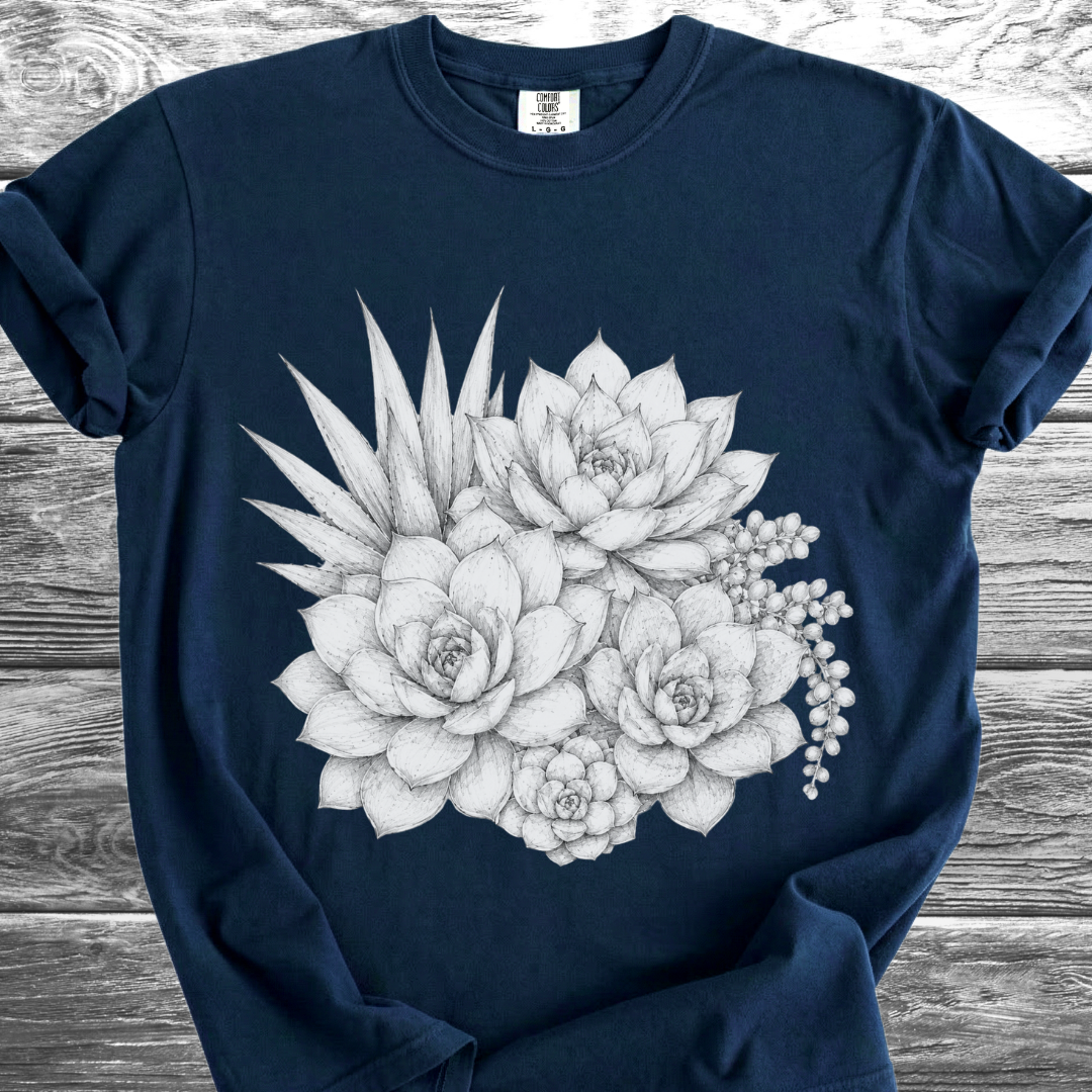 Succulents Fine Pencil TShirt