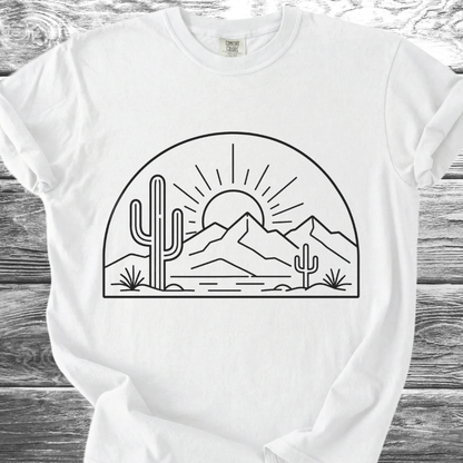 Desert Sunrise Line Art TShirt