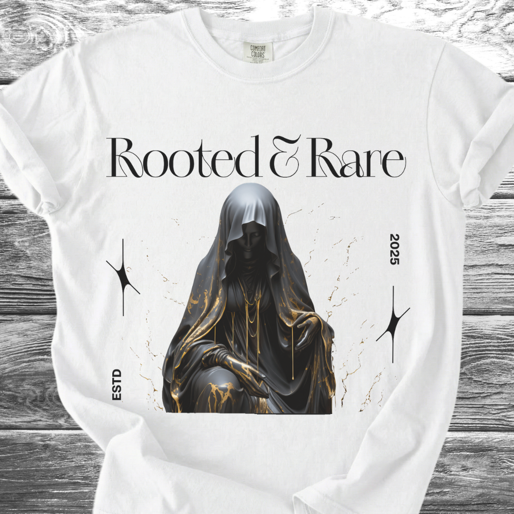 Rooted & Rare Black Marble TShirt