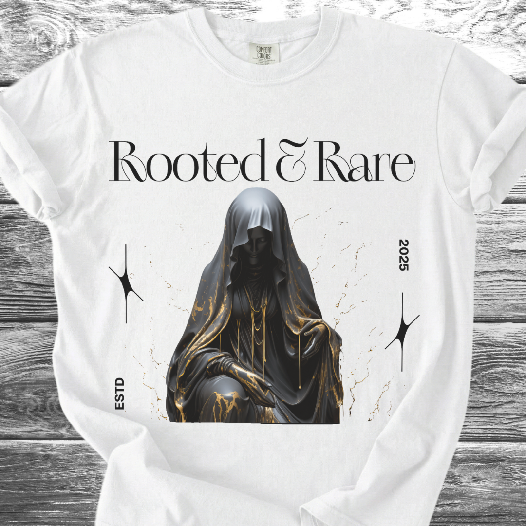 Rooted & Rare Black Marble TShirt