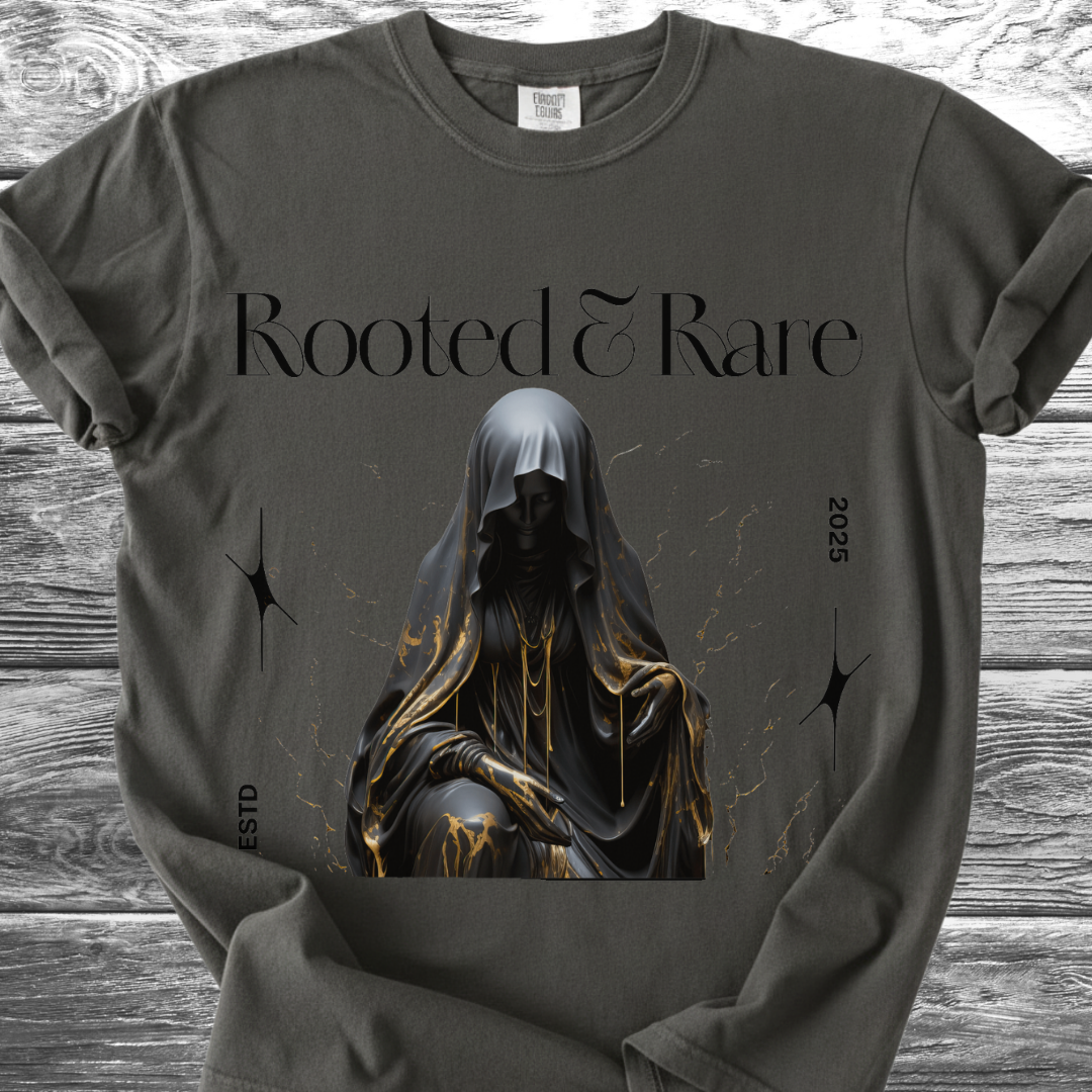 Rooted & Rare Black Marble TShirt
