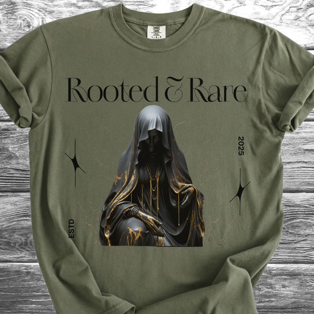 Rooted & Rare Black Marble TShirt